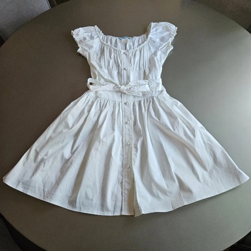 Original MARCIANO vintage Guess White Summer Mini Babydoll Dress COTTON XS women